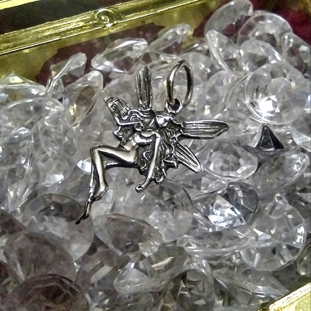 925 Sterling Silver Nude Fairy Pendant